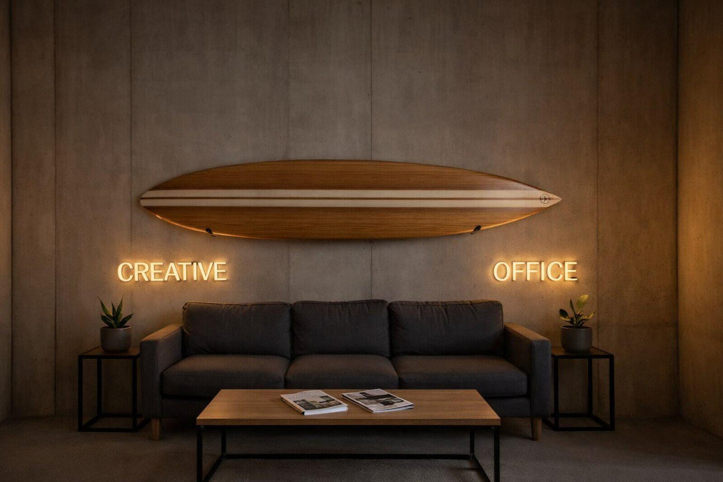 Wood Surfboard Wall Decor – California Style Wooden Surf Art – Modern Coastal Statement Piece