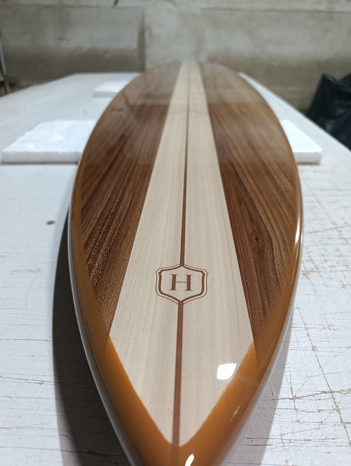 Wood Surfboard Wall Decor – California Style Wooden Surf Art – Modern Coastal Statement Piece