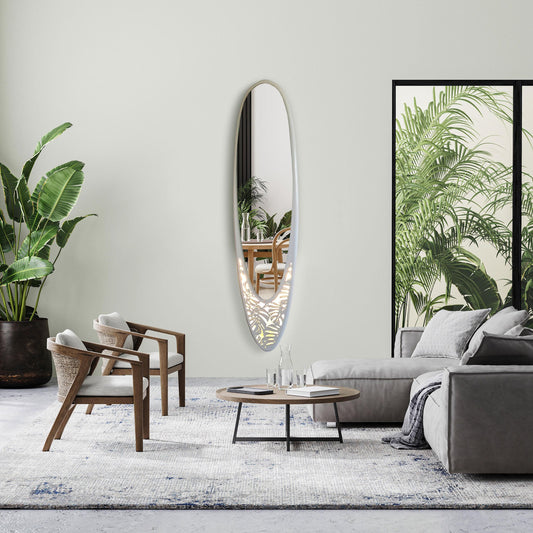 Surf Paradise: Exotic Longboard Mirror with Motion Sensor Light