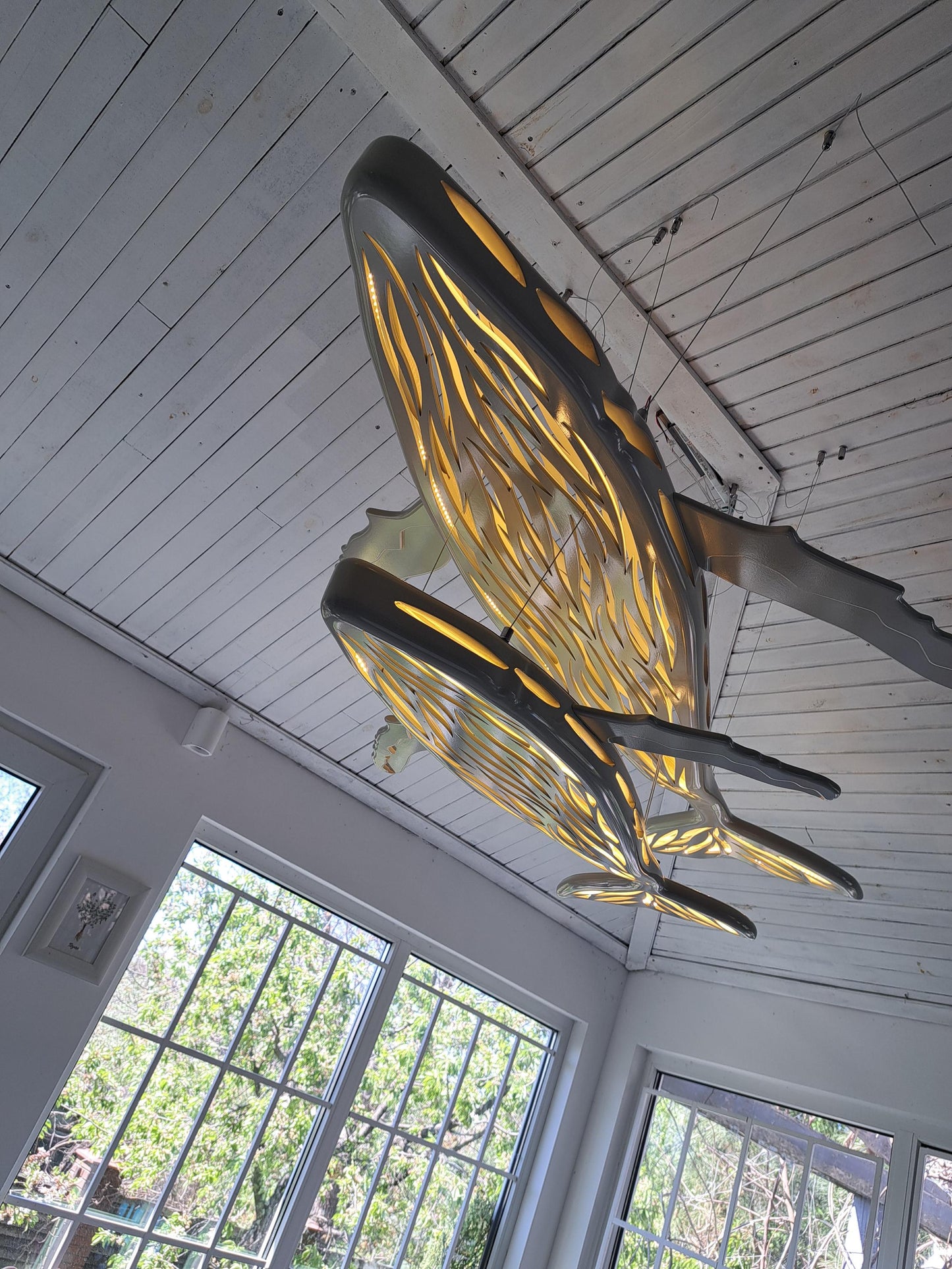 Whale and Baby LED Ceiling Light: 3D Ocean Theme Chandelier