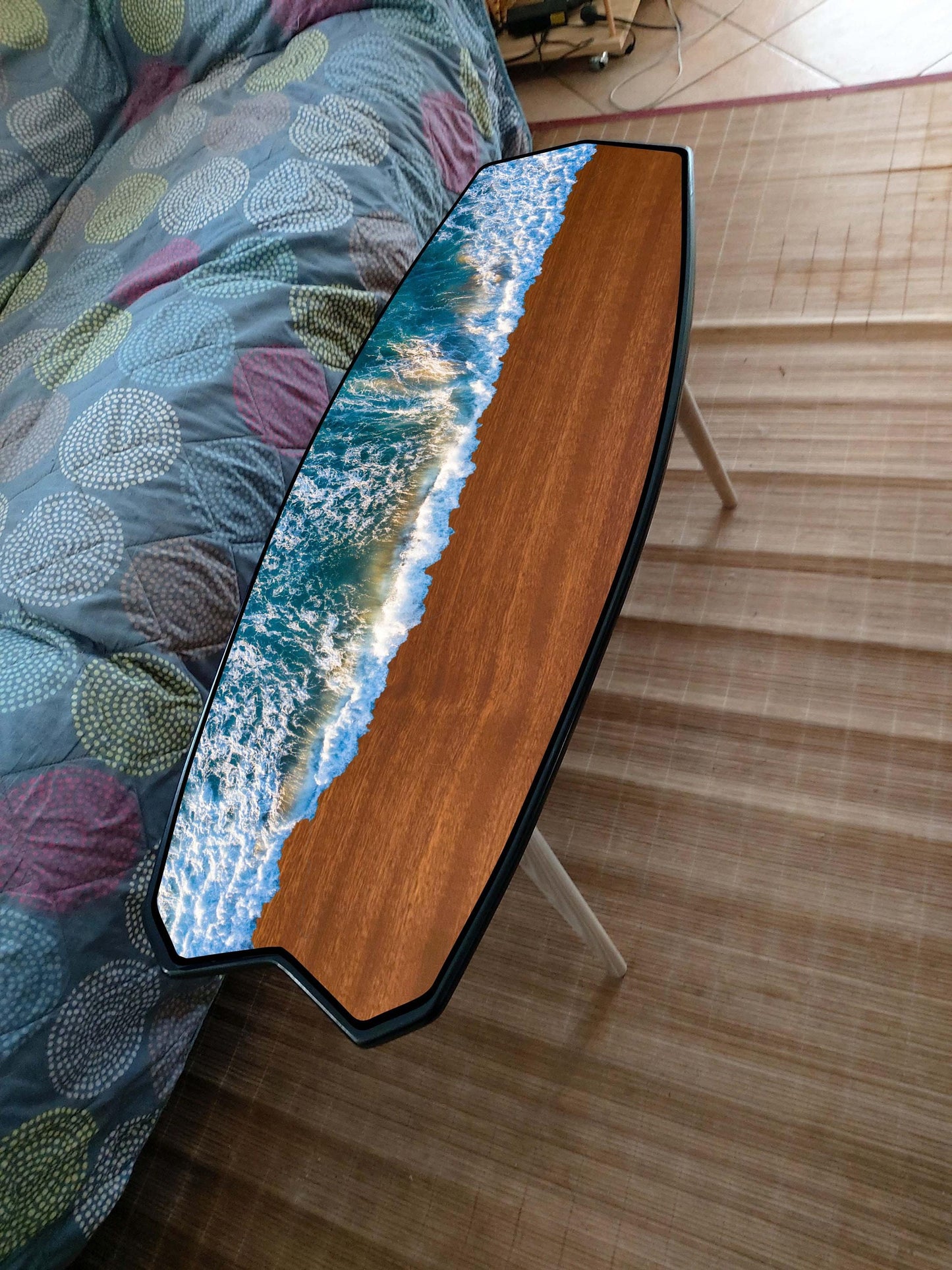 Surfboard Coffee Table: Beach Wave Art, Tropic Bar Decor