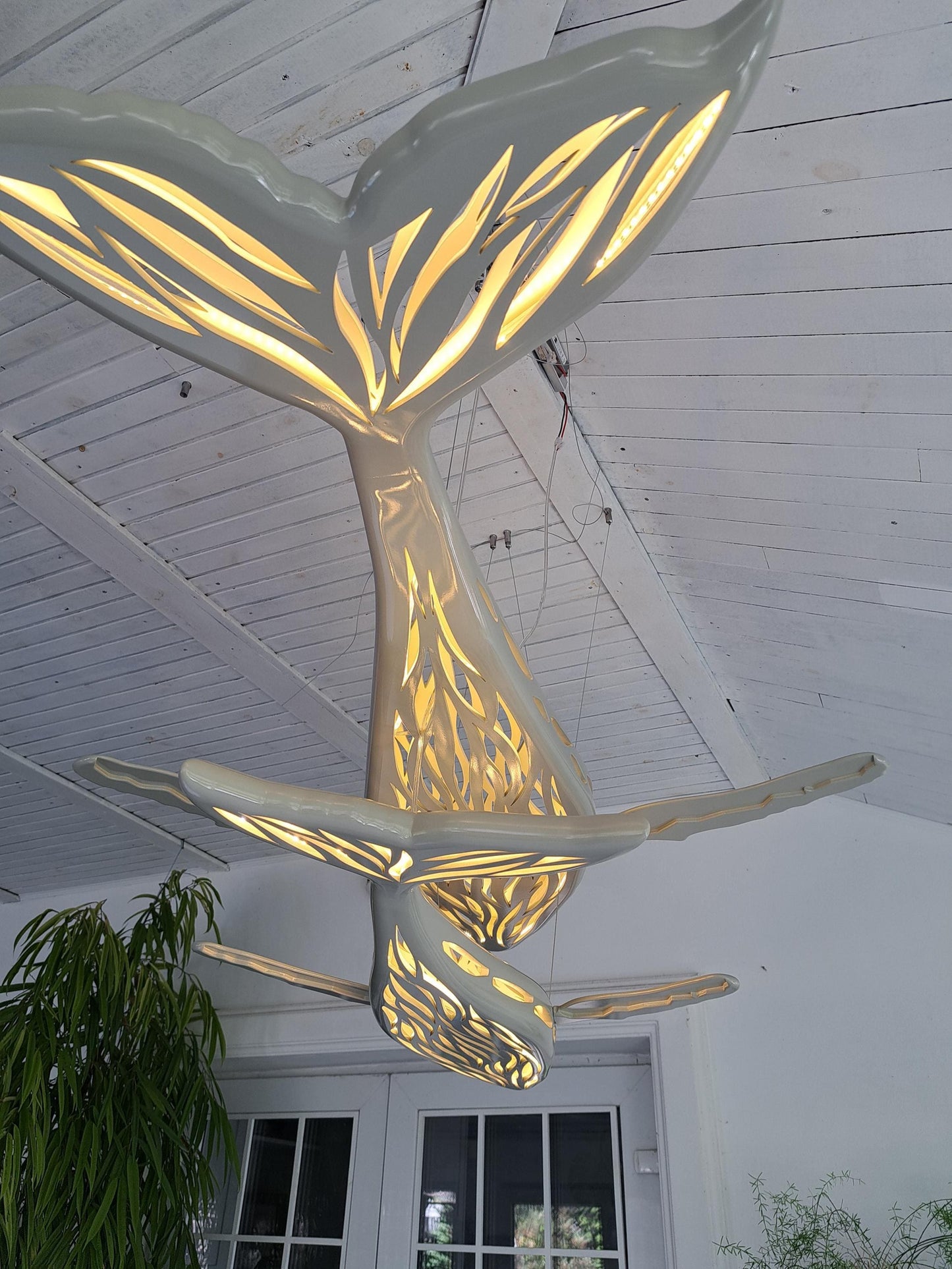 Whale and Baby LED Ceiling Light: 3D Ocean Theme Chandelier
