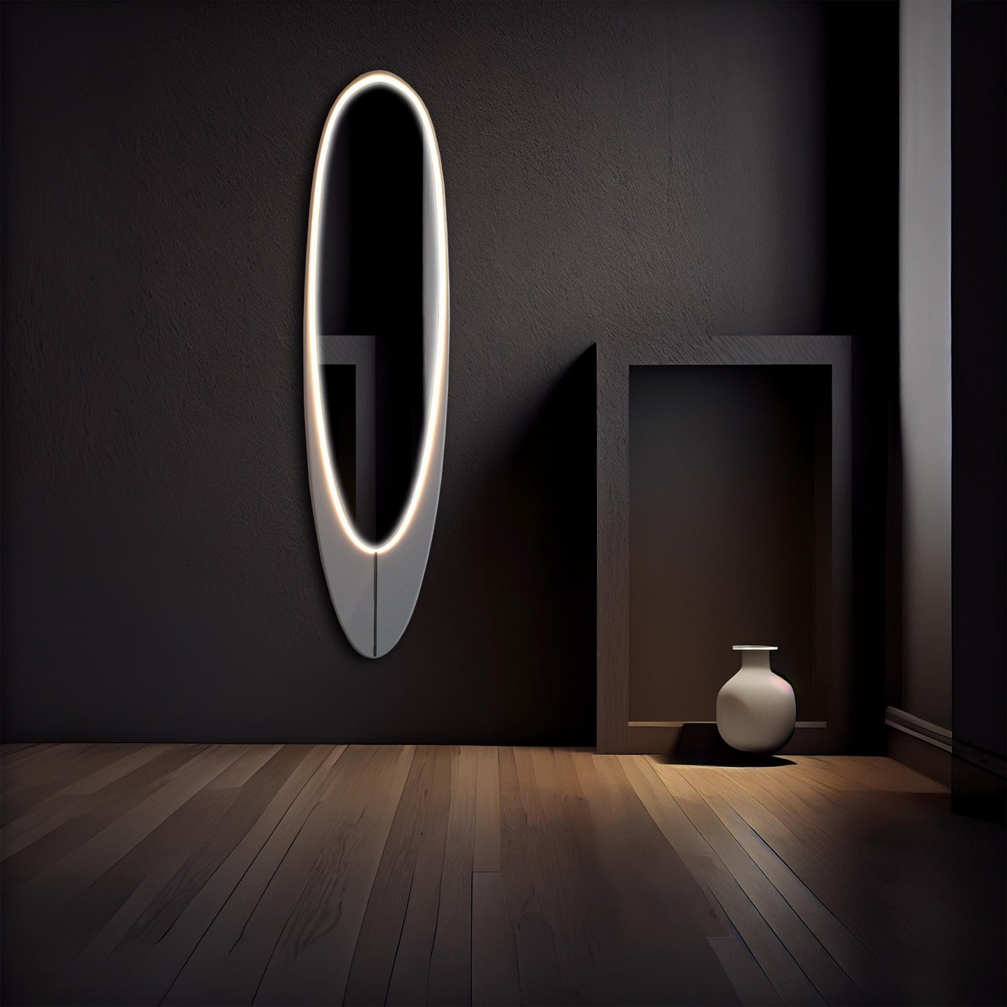 Surf Paradise: Exotic Longboard Mirror with Motion Sensor Light