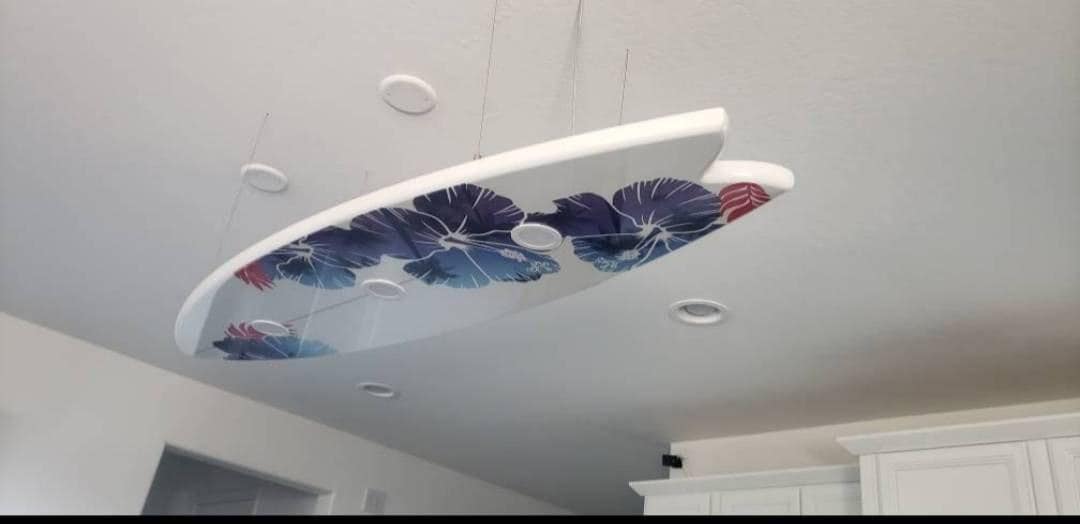 Surfboard ceiling chandelier, flowers, Pool Billiard Table Light