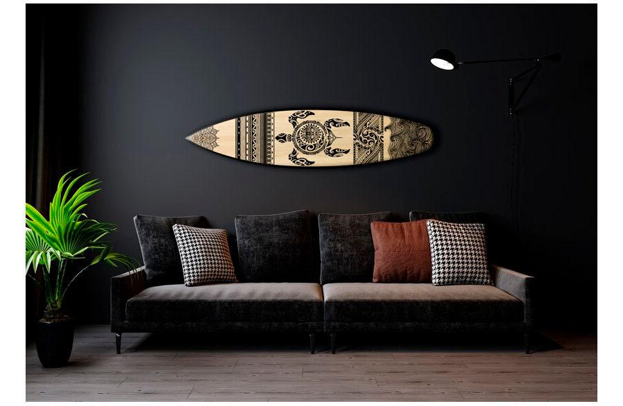Maori Turtle Surfboard Wall Art – Tribal Coastal Decor for Bar or Home