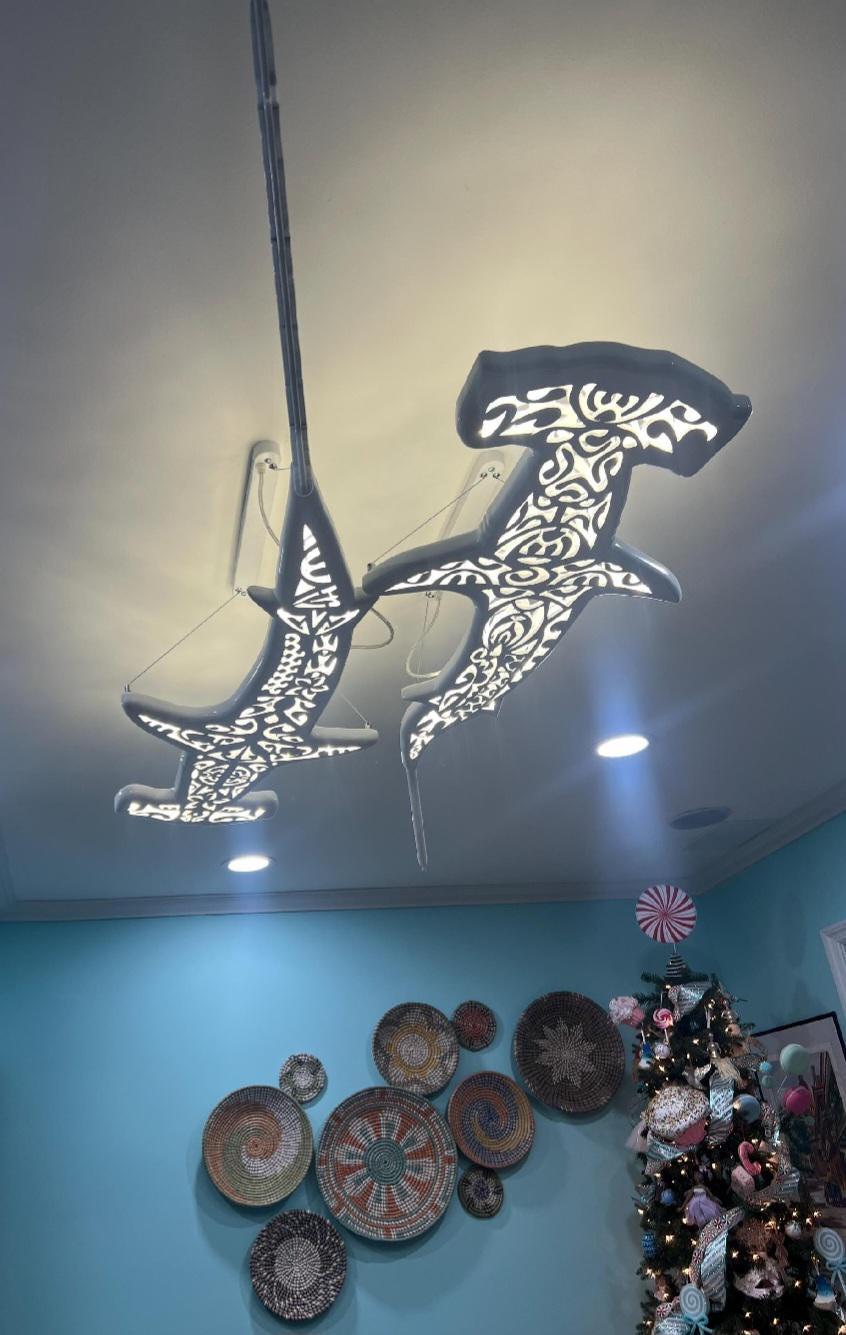 Dancing Sharks LED Ceiling Chandelier – Shark Ocean Statement Light