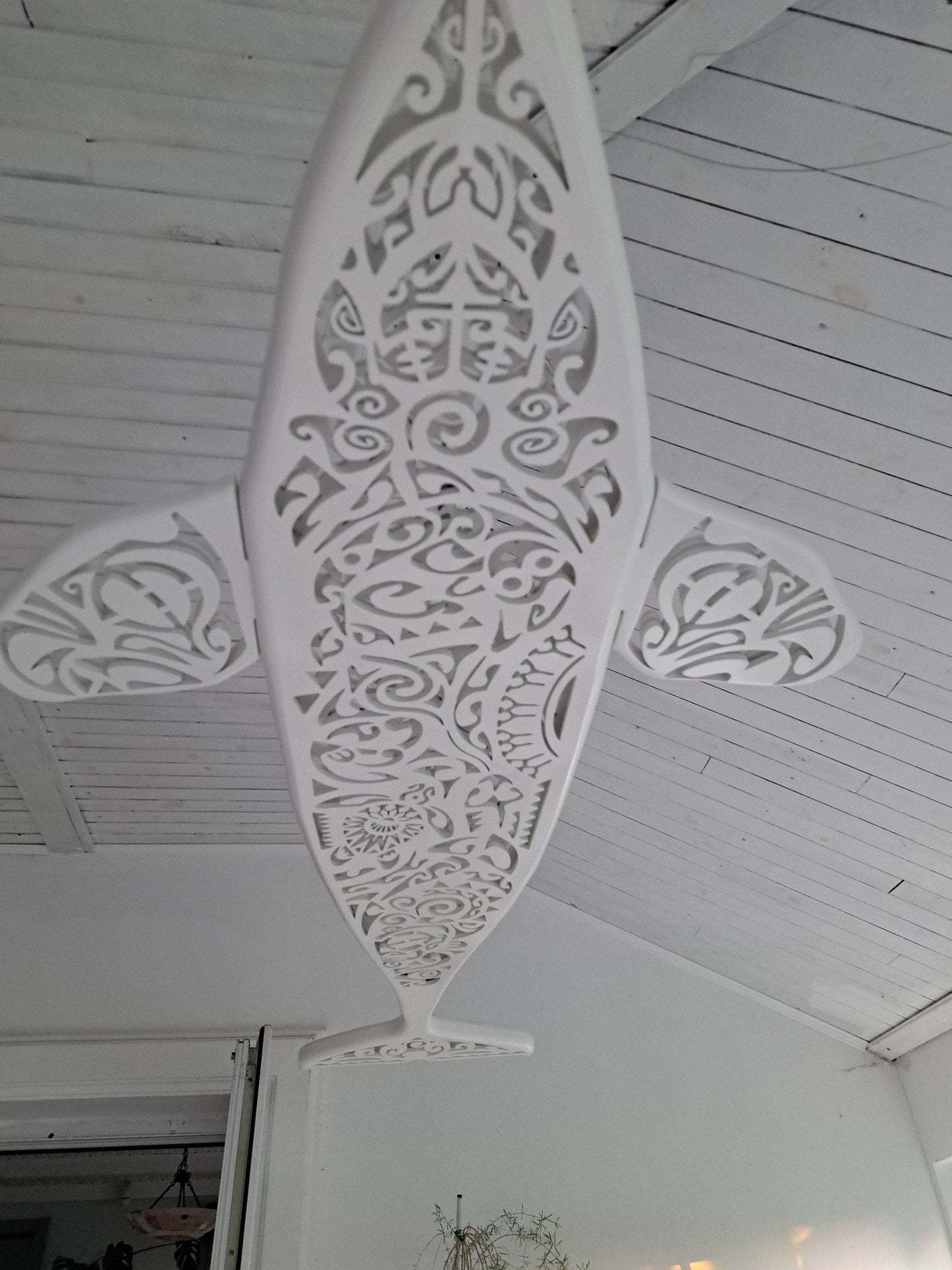 40 inches Orca wall hanging light in Maori surf style, killer whale
