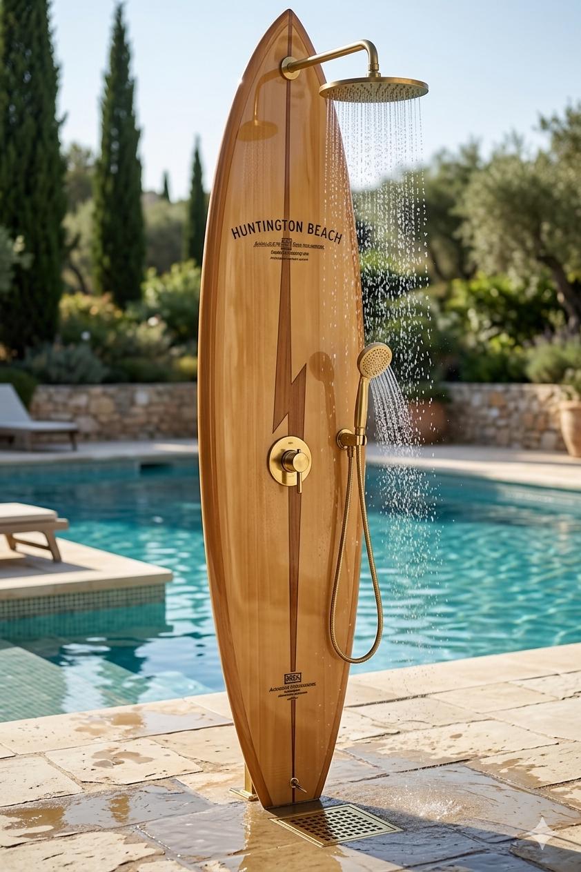 Lightning Surfboard Shower Panel – Vintage California Style Outdoor Shower