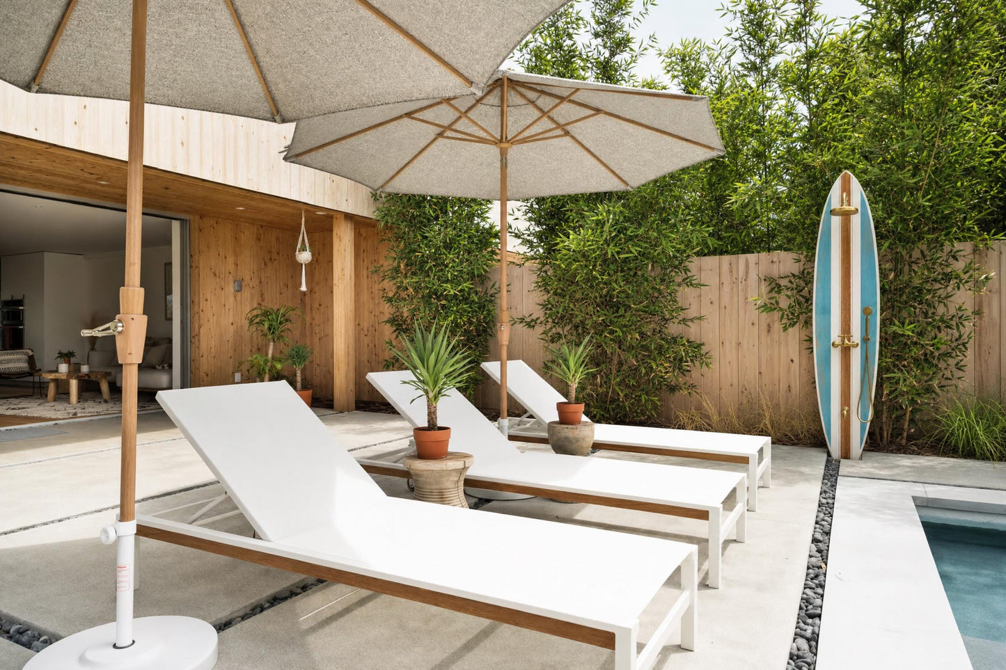 Surfboard Outdoor Shower Panel – Vintage Coastal Style Poolside Shower