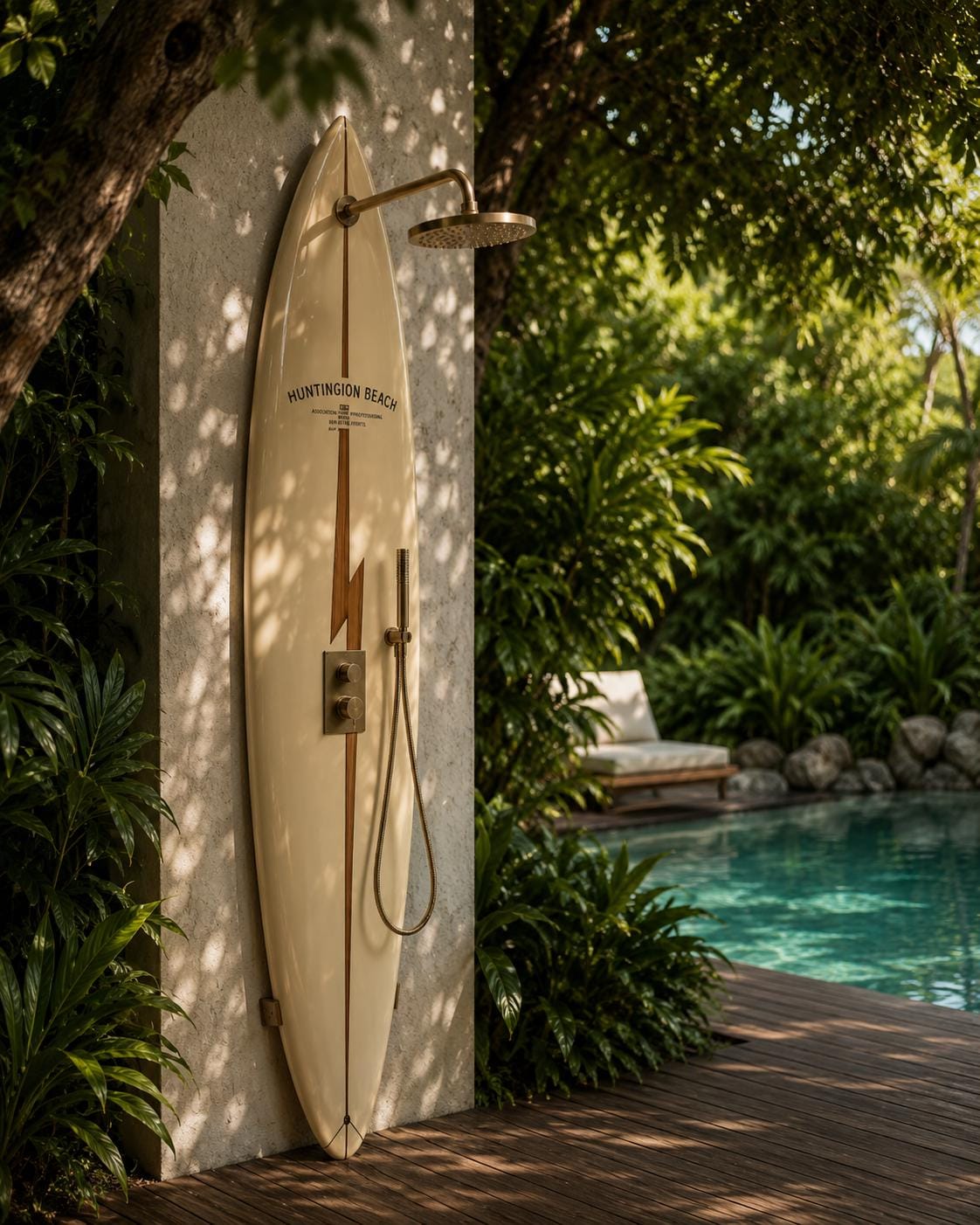 Lightning Surfboard Shower Panel – Vintage California Style Outdoor Shower