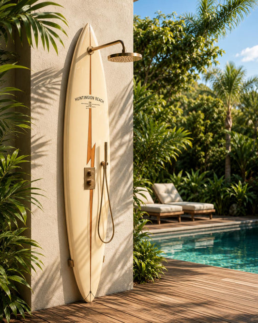 Lightning Surfboard Shower Panel – Vintage California Style Outdoor Shower