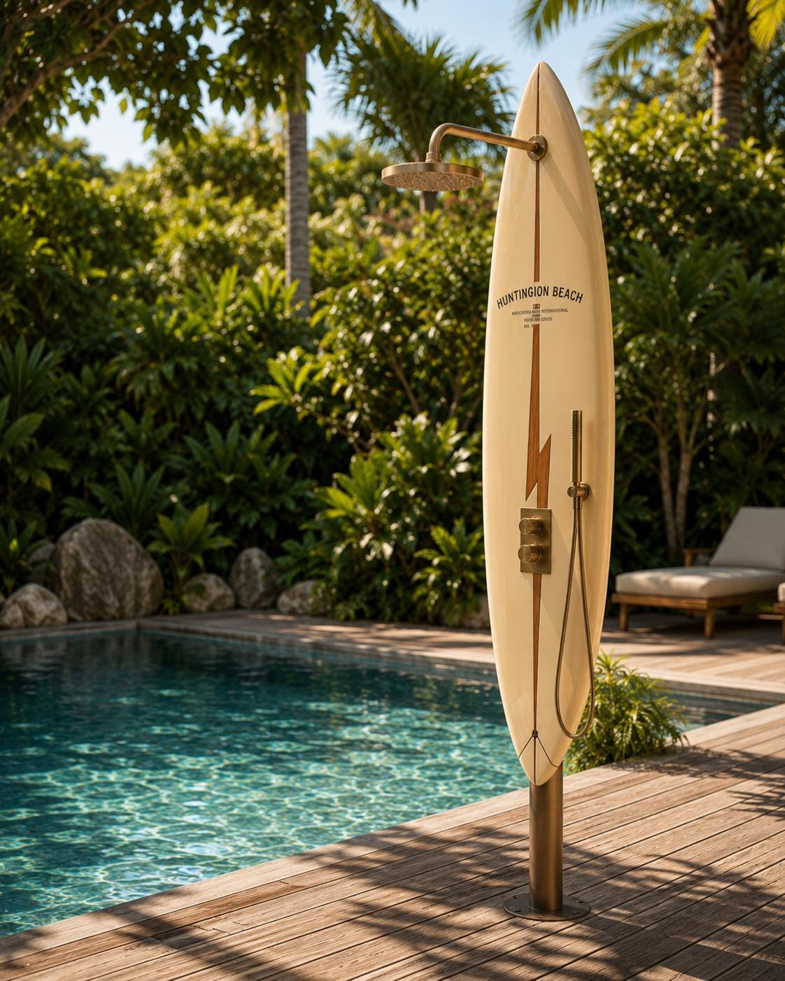 Lightning Surfboard Shower Panel – Vintage California Style Outdoor Shower