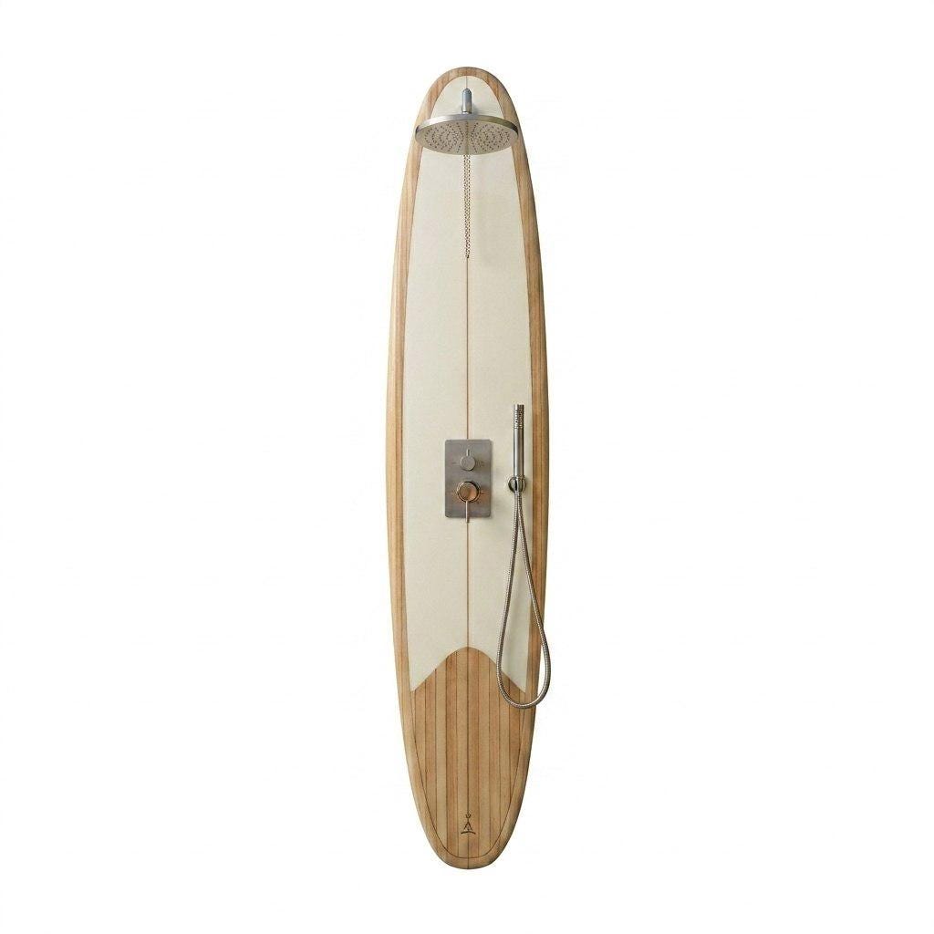 Surfboard Shower Panel – Modern Poolside Outdoor Shower for Coastal Homes