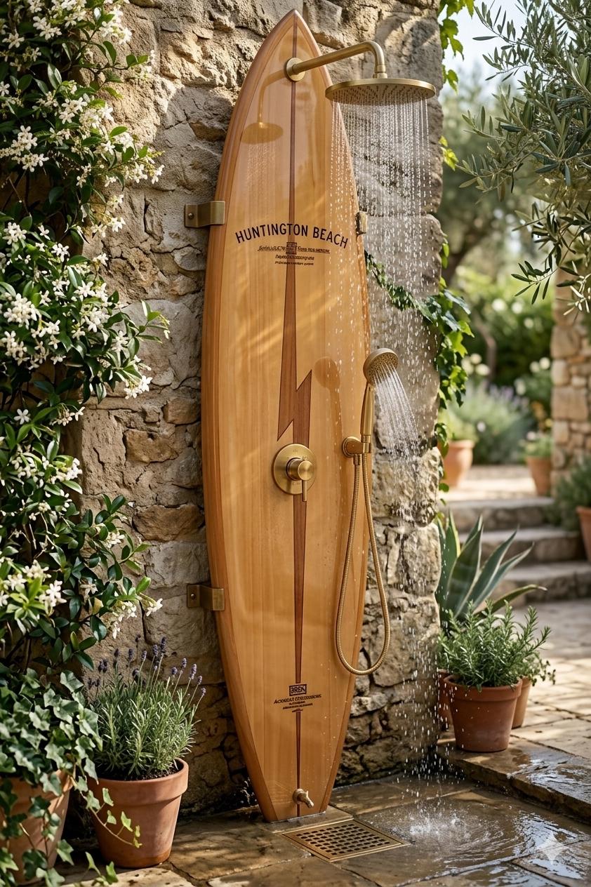 Lightning Surfboard Shower Panel – Vintage California Style Outdoor Shower