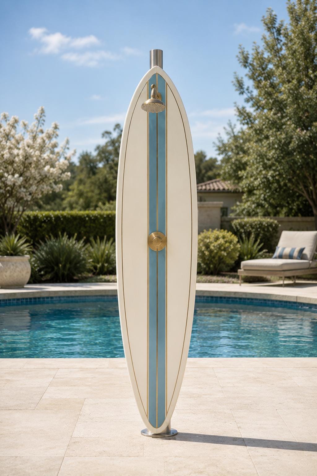 Classic Surfboard Shower Panel – Coastal Outdoor Shower for Garden, Patio & Poolside
