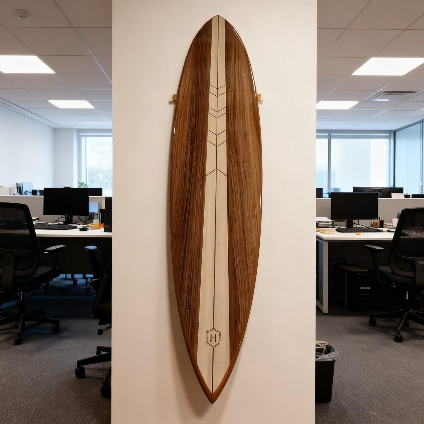 Wood Surfboard Wall Decor – California Style Wooden Surf Art – Modern Coastal Statement Piece