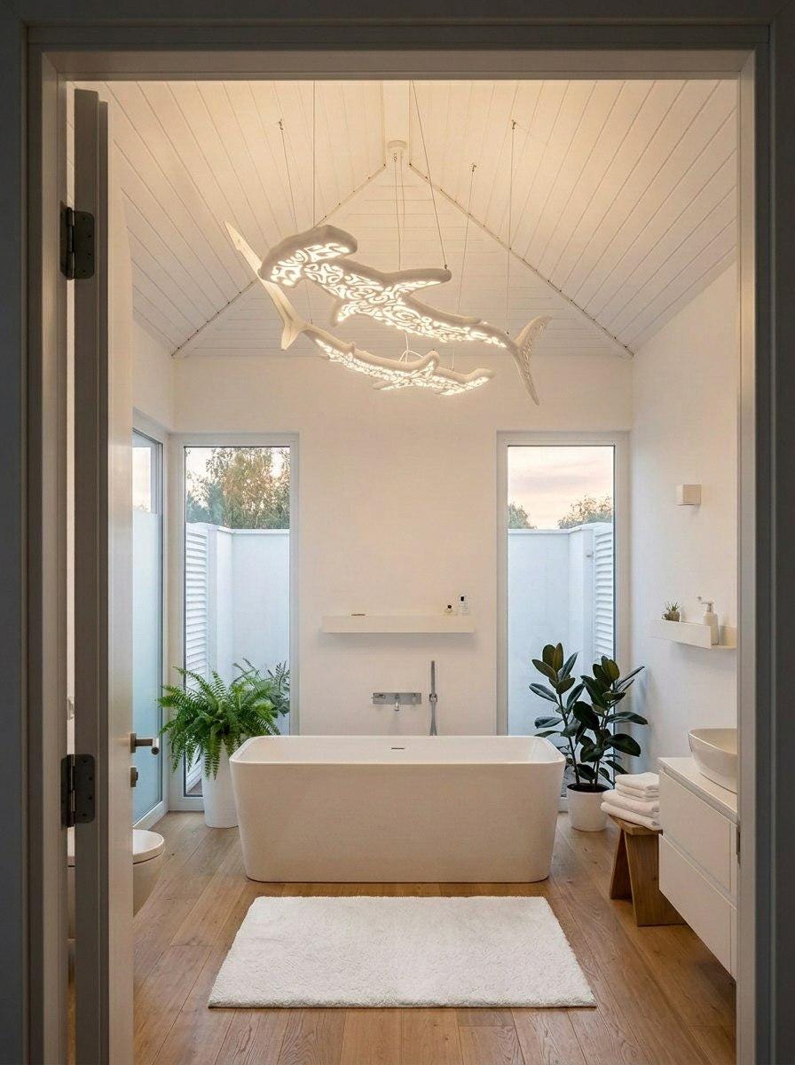 Dancing Sharks LED Ceiling Chandelier – Shark Ocean Statement Light