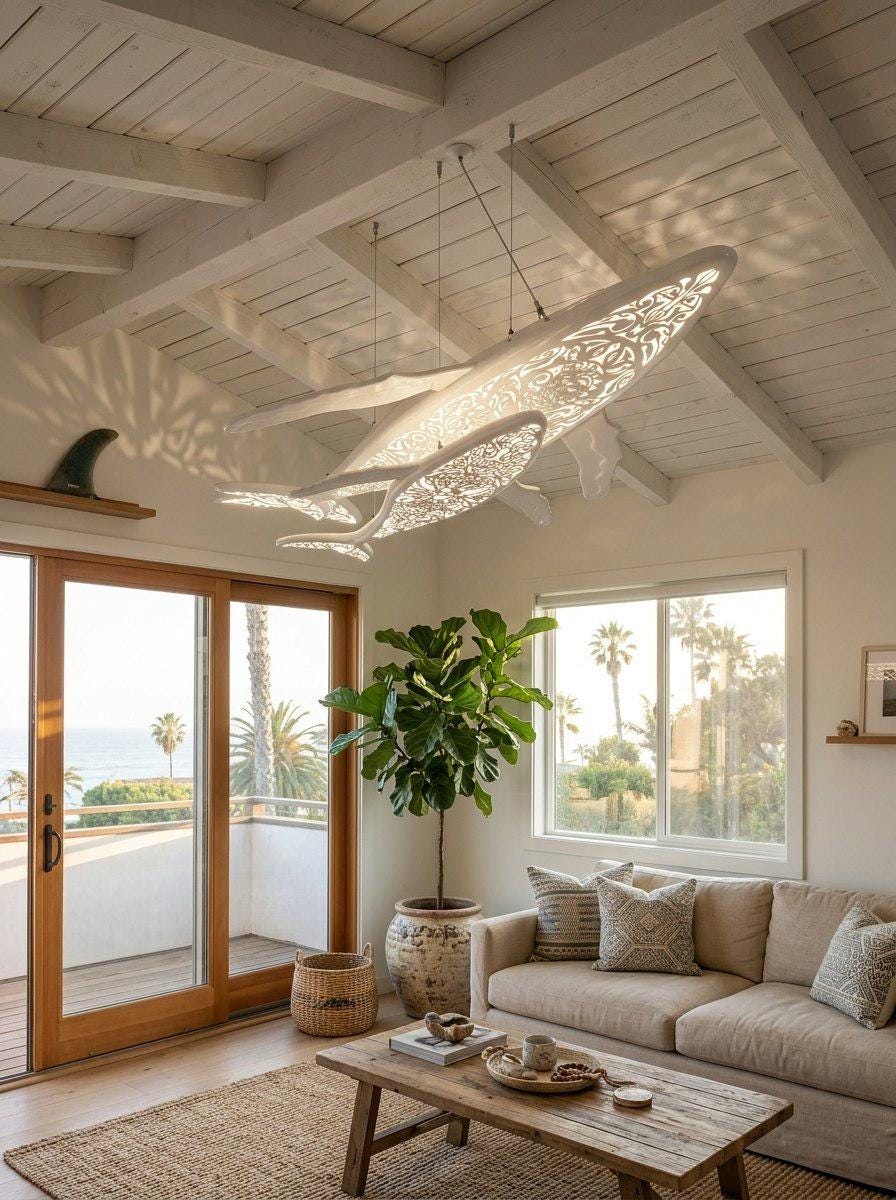 72 " Black Whale and Calf LED Chandelier (without strip)