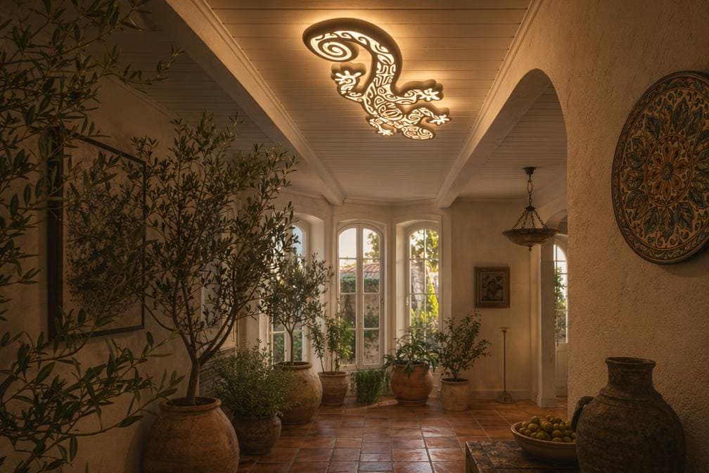 Gecko Ceiling Light – Tropical LED Wall Art