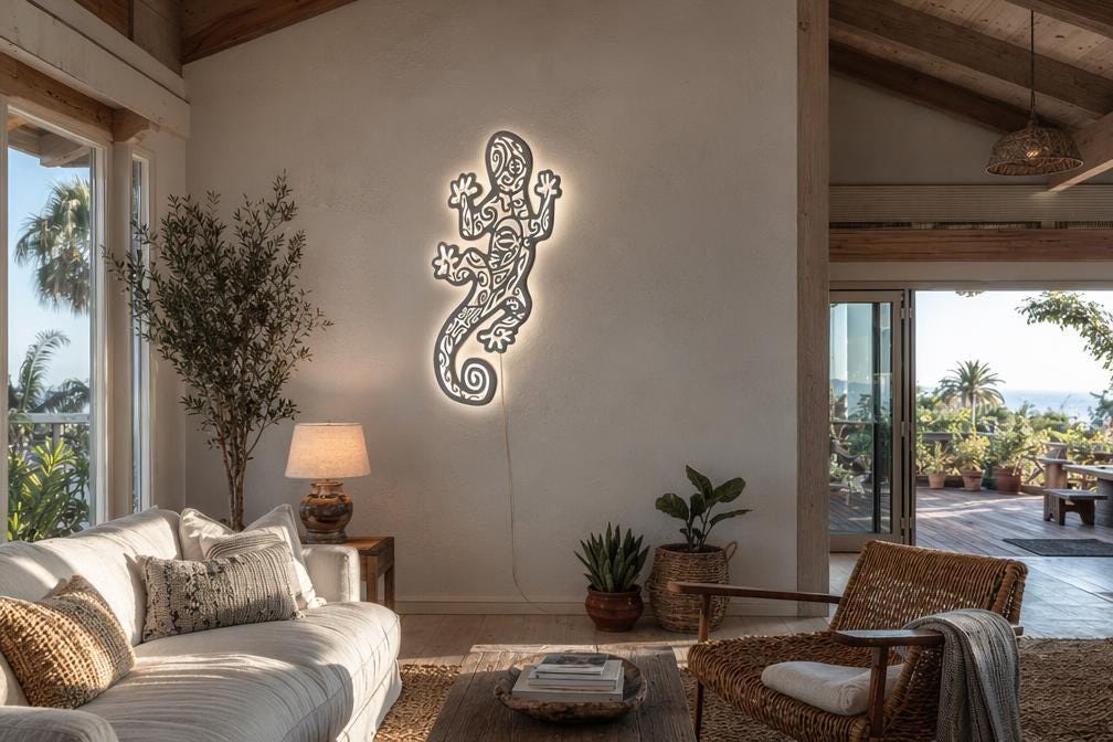 Gecko Ceiling Light – Tropical LED Wall Art