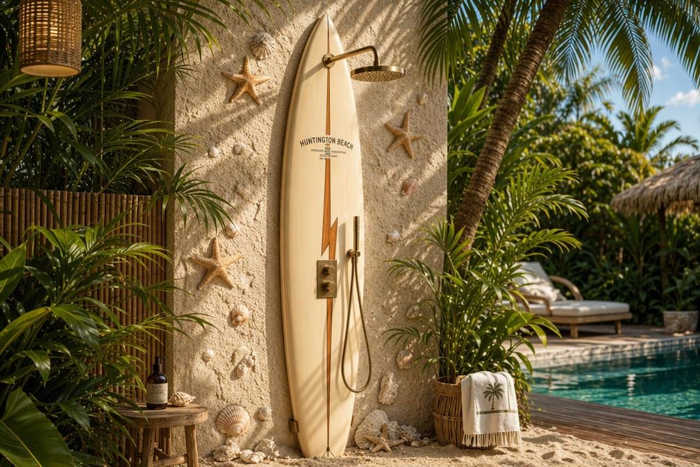Lightning Surfboard Shower Panel – Vintage California Style Outdoor Shower