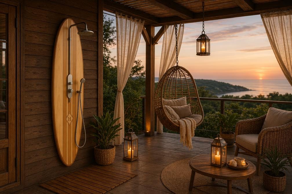 Handmade Surfboard Shower Panel – Coastal Bathroom Decor