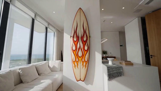 Vintage Flame Surfboard – California Wall Decor for Beach House & Surf Room – WSH Series