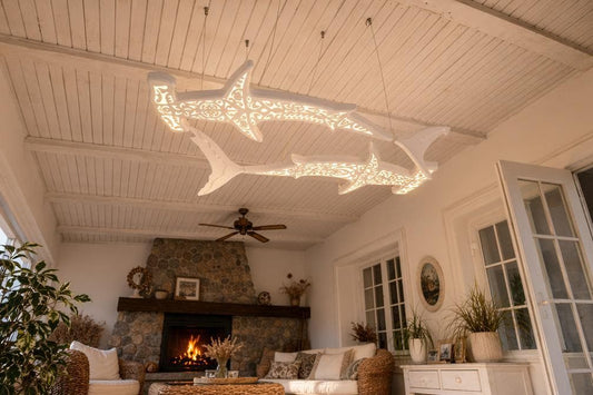 Dancing Sharks LED Ceiling Chandelier – Shark Ocean Statement Light