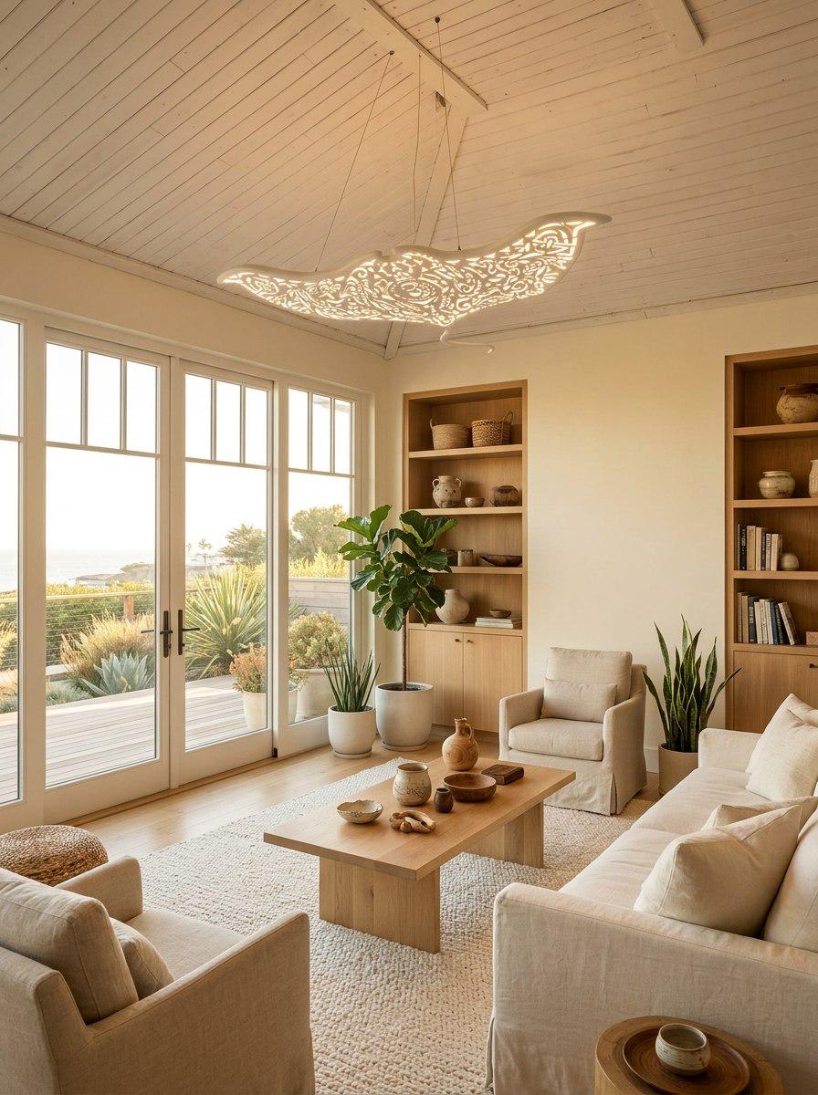 50 inches Manta ray ceiling chandelier in Maori surf style