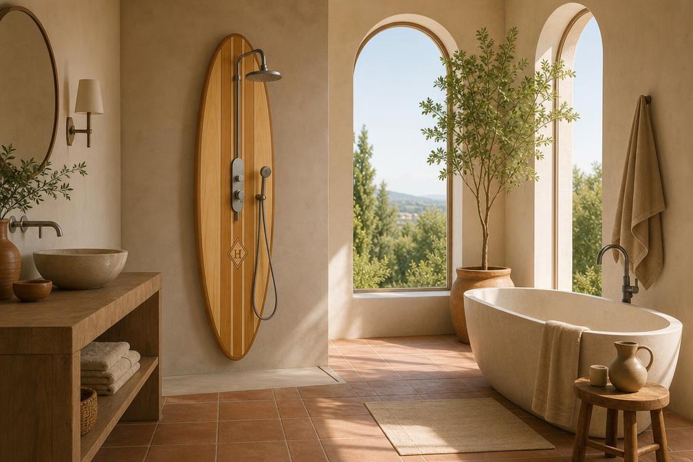 Handmade Surfboard Shower Panel – Coastal Bathroom Decor
