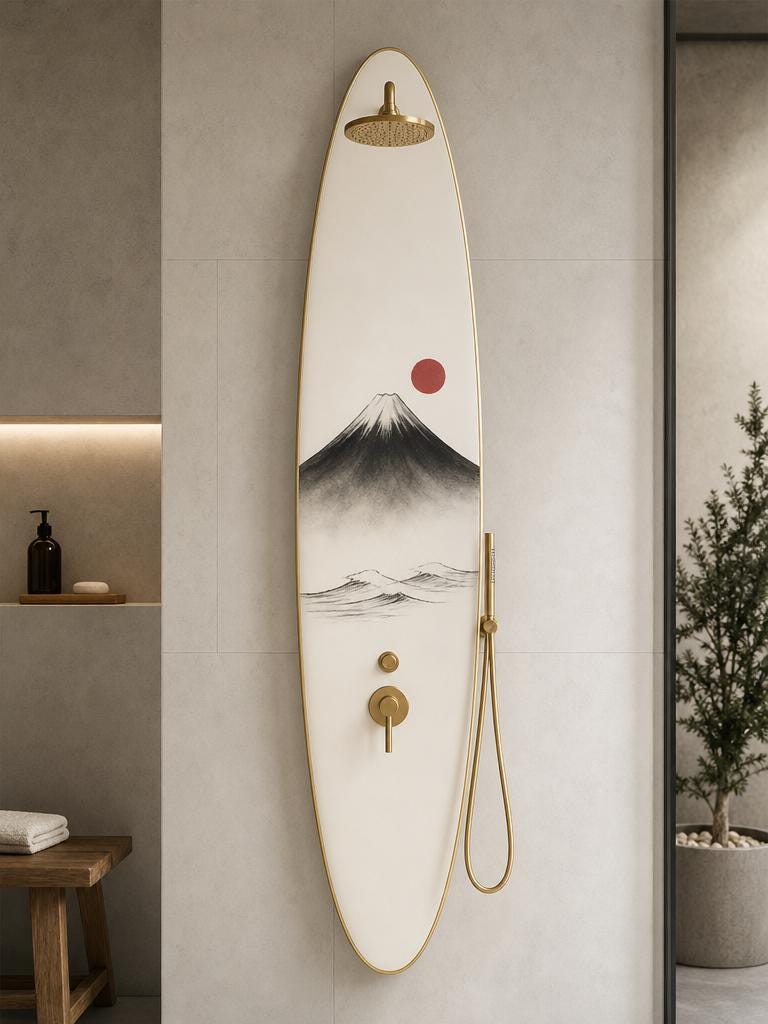 Mount Fuji Shower Panel – Zen Outdoor Shower | Japandi Garden & Spa Decor