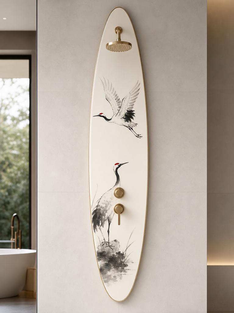 Wave Shower Panel – Japandi Outdoor Shower | Luxury Japanese Bathroom Decor