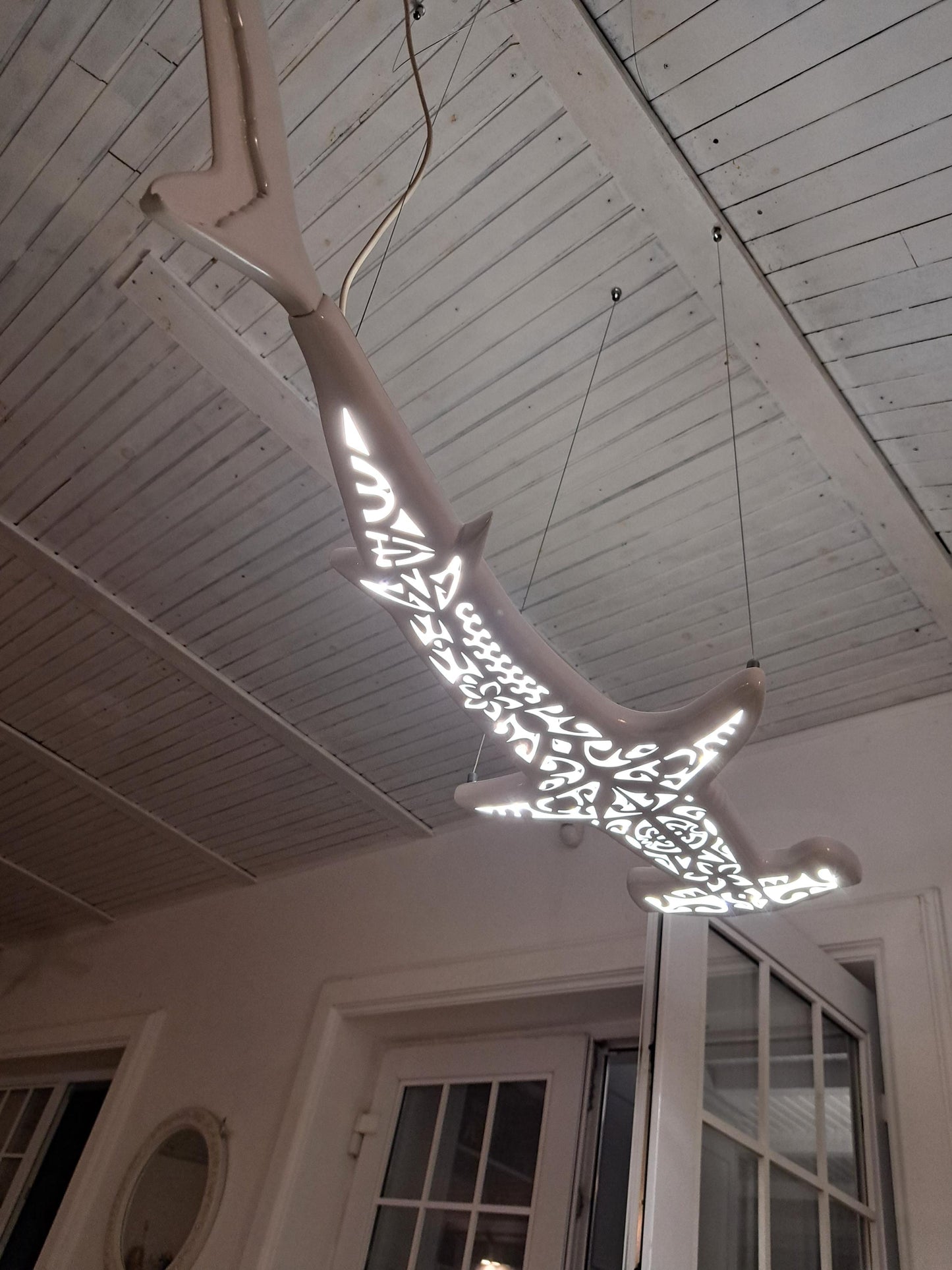 Hammerhead Shark LED Ceiling Light, Shark Chandelier for Coastal Homes