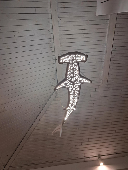 Hammerhead Shark LED Ceiling Light, Shark Chandelier for Coastal Homes