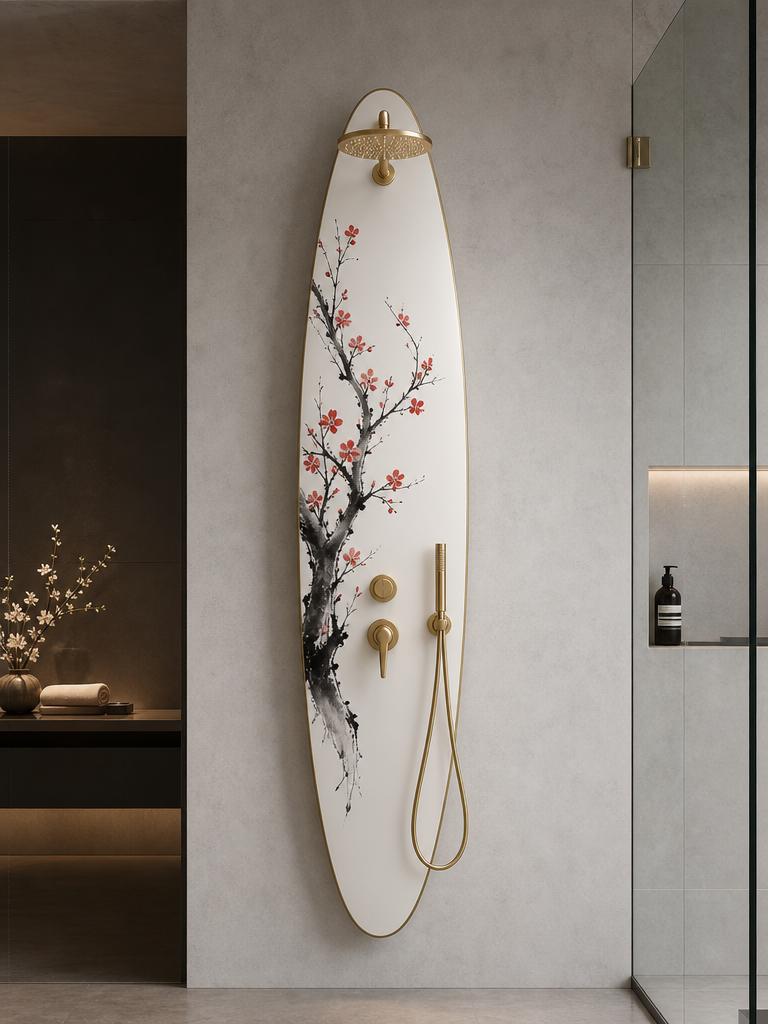 Mount Fuji Shower Panel – Zen Outdoor Shower | Japandi Garden & Spa Decor