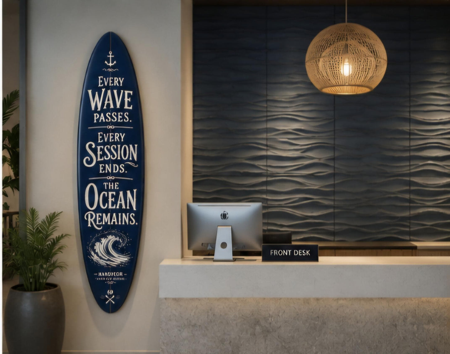 Handcrafted Surfboard Wall Decor – Coastal Beach House Art – Ocean Quote Sign