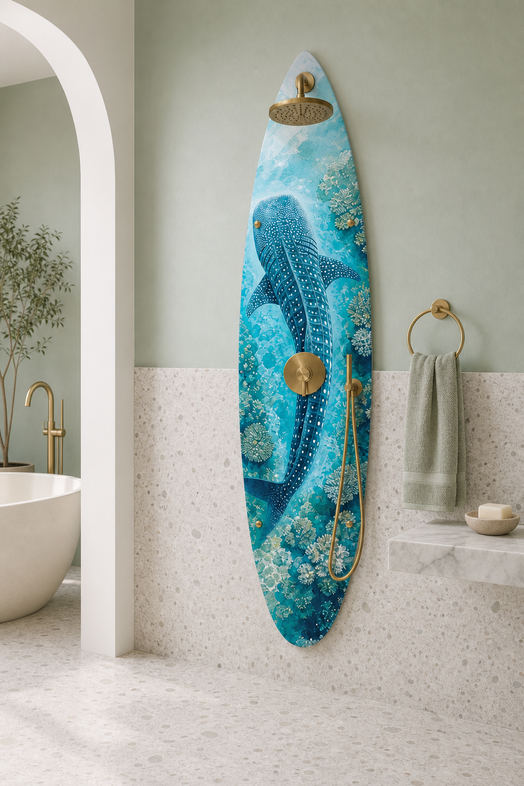 Whale Shark Shower Panel – Surfboard Outdoor Shower