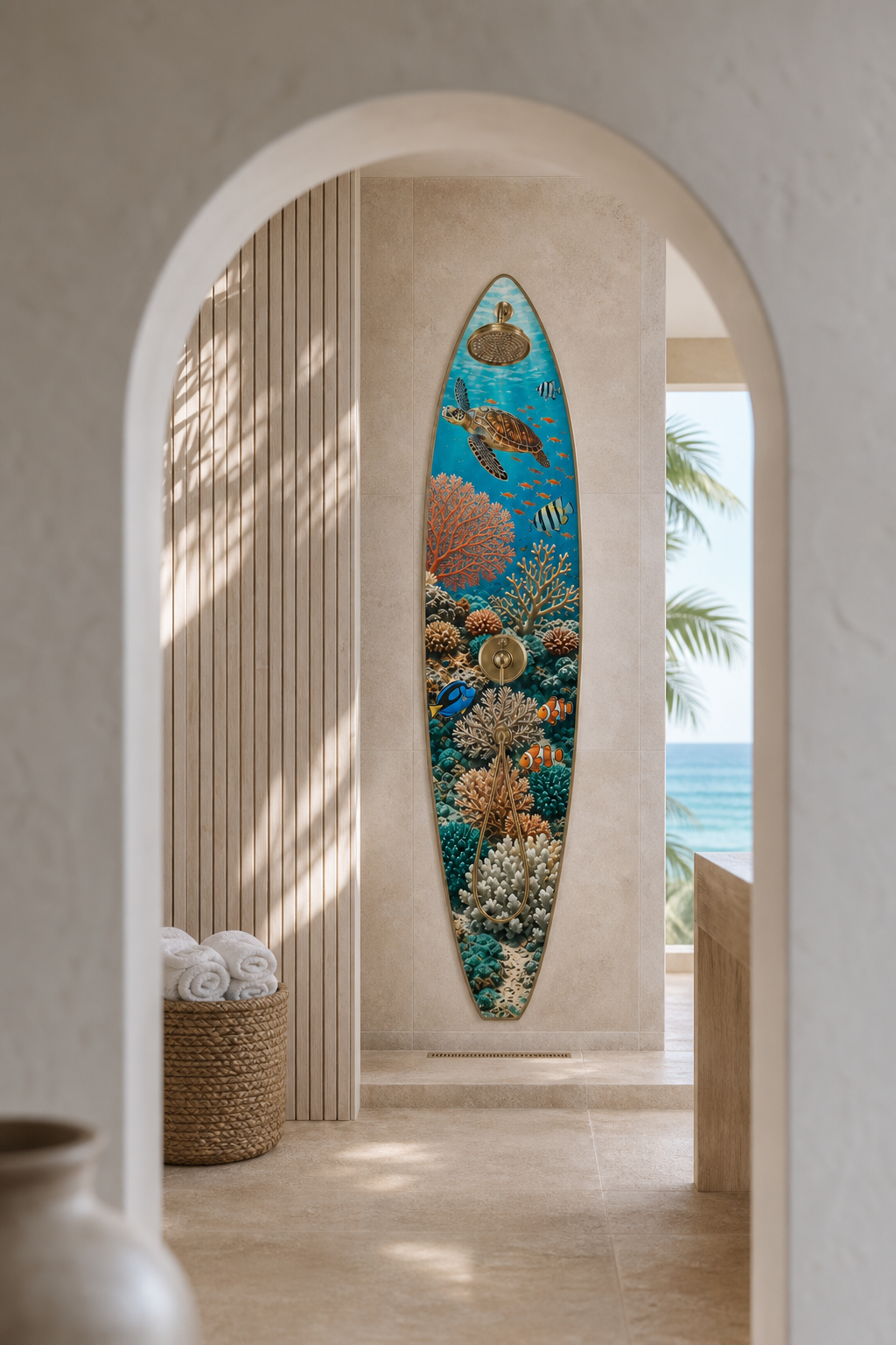 Great Barrier Reef Shower Panel – Surfboard Outdoor Shower