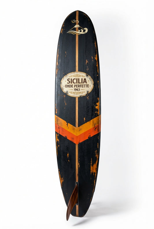 Vintage Surf Decor – Sicilia — Onde Perfette Board, Sicily, Italy (WSH Series)