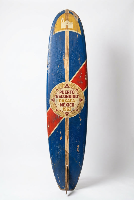 Vintage Surf Decor – Puerto Escondido Board, Oaxaca, Mexico (WSH Series)