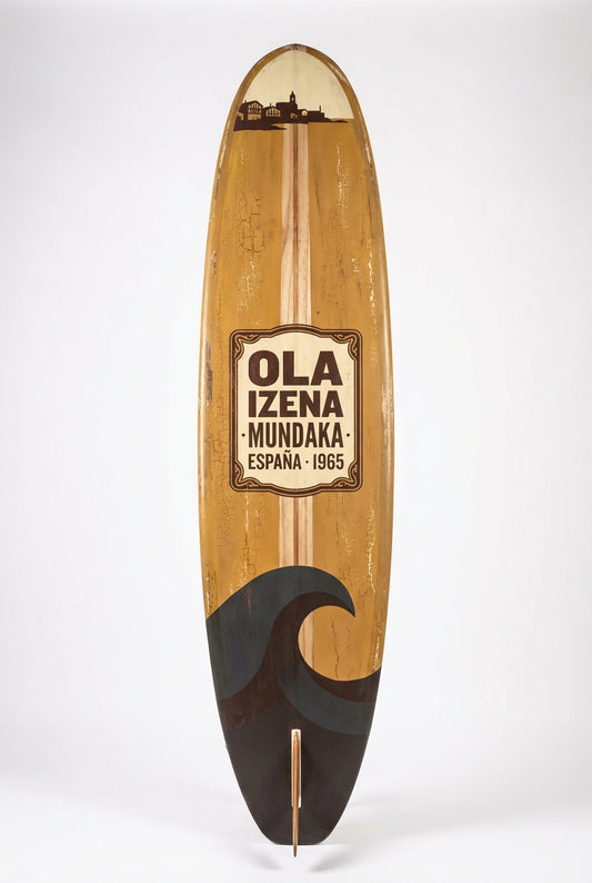Vintage Surf Decor – Club de Surf Mundaka Board, País Vasco, Spain (WSH Series)