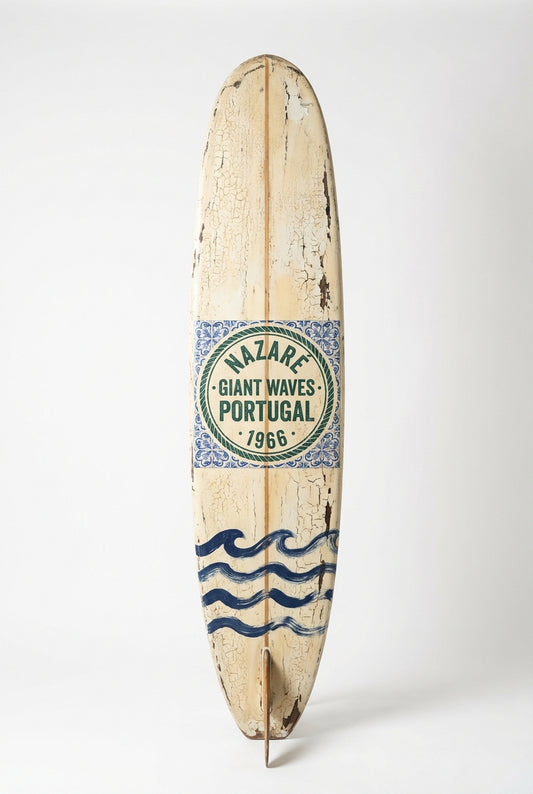 Vintage Surf Decor – Nazaré Giant Waves Board, Nazaré, Portugal (WSH Series)