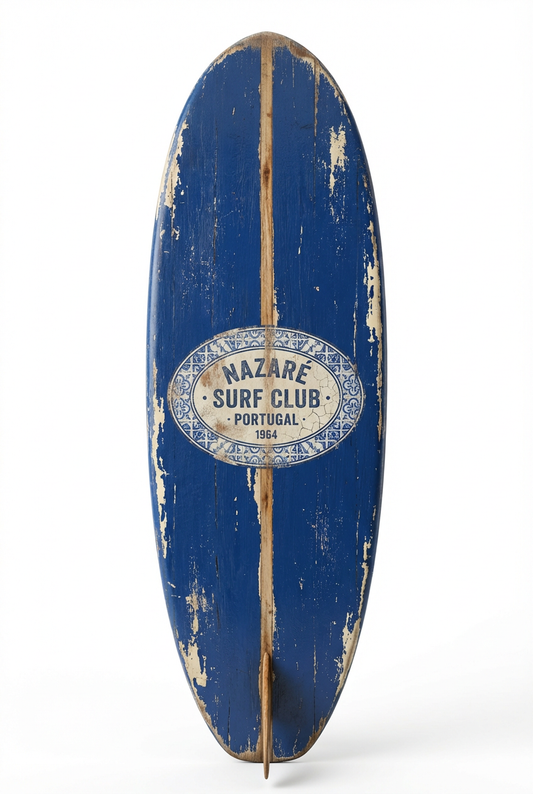 Vintage Surf Decor – Nazaré Surf Club Board, Nazaré, Portugal (WSH Series)