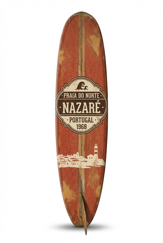 Vintage Surf Decor – Praia do Norte Board, Nazaré, Portugal (WSH Series)