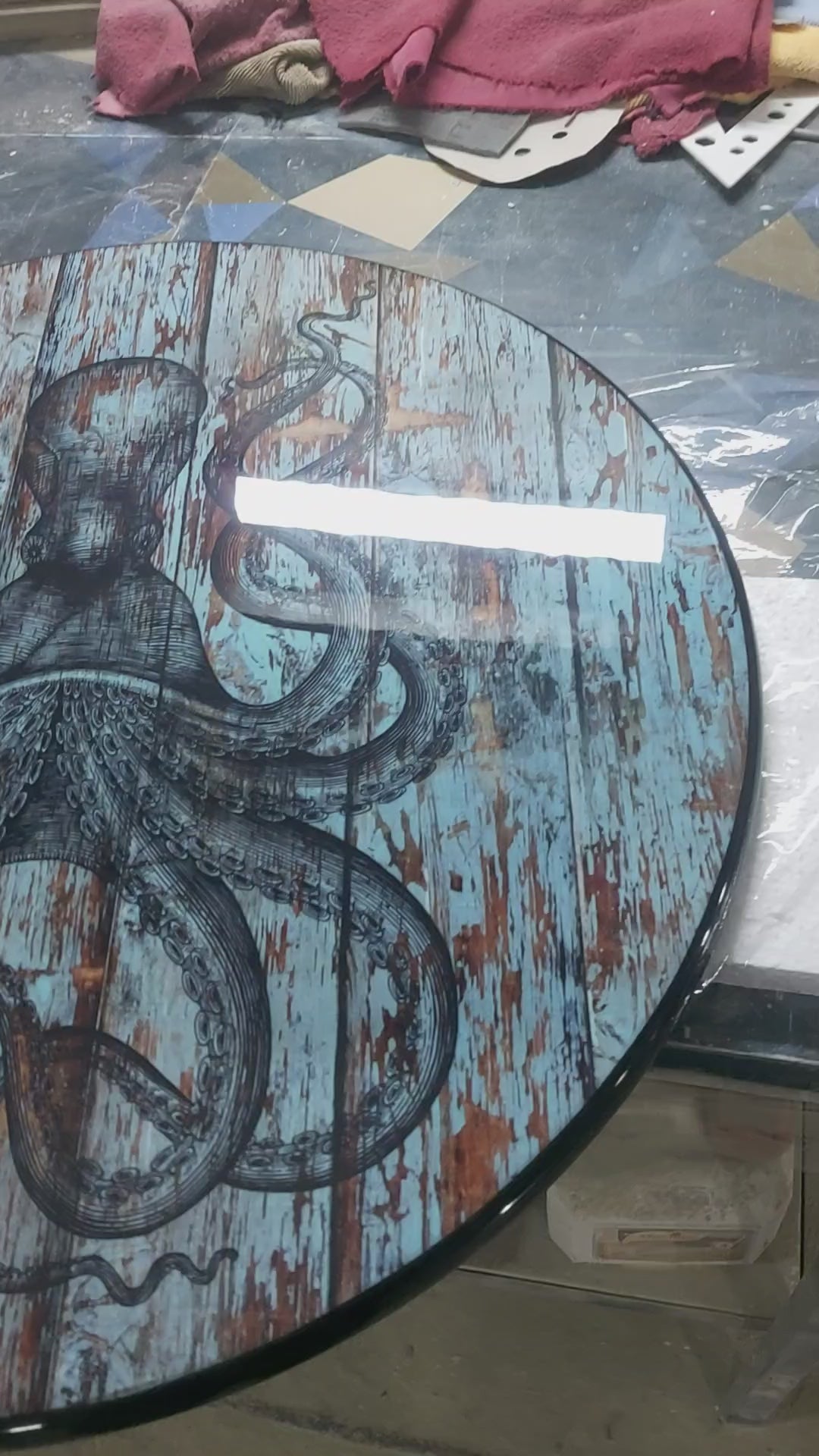 Surfboard Beach Coffee Table Octopus – handycorshop