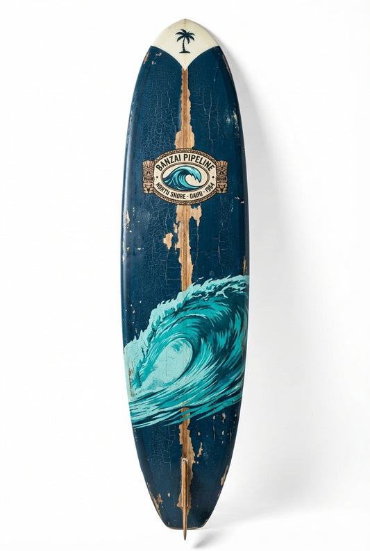 Vintage Surf Decor – Banzai Pipeline Board, North Shore, Oahu (WSH Series)