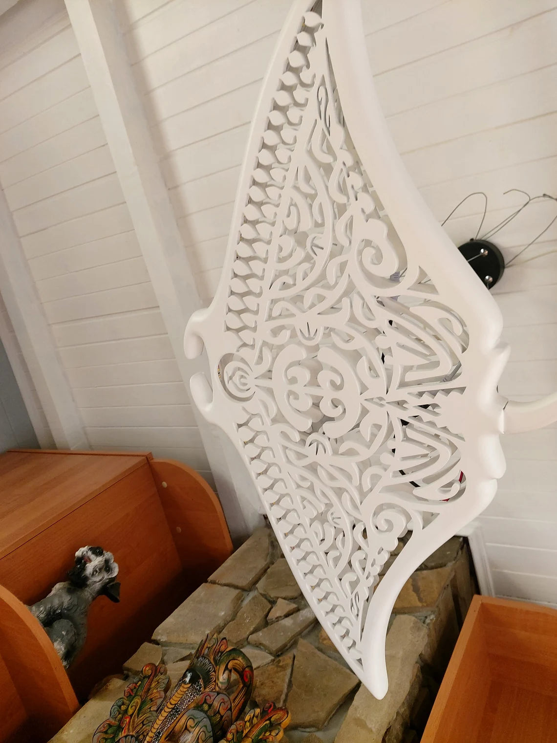 40" Handcrafted Unique Wooden Manta Ray Ceiling Chandelier: Beach Coastal Decor