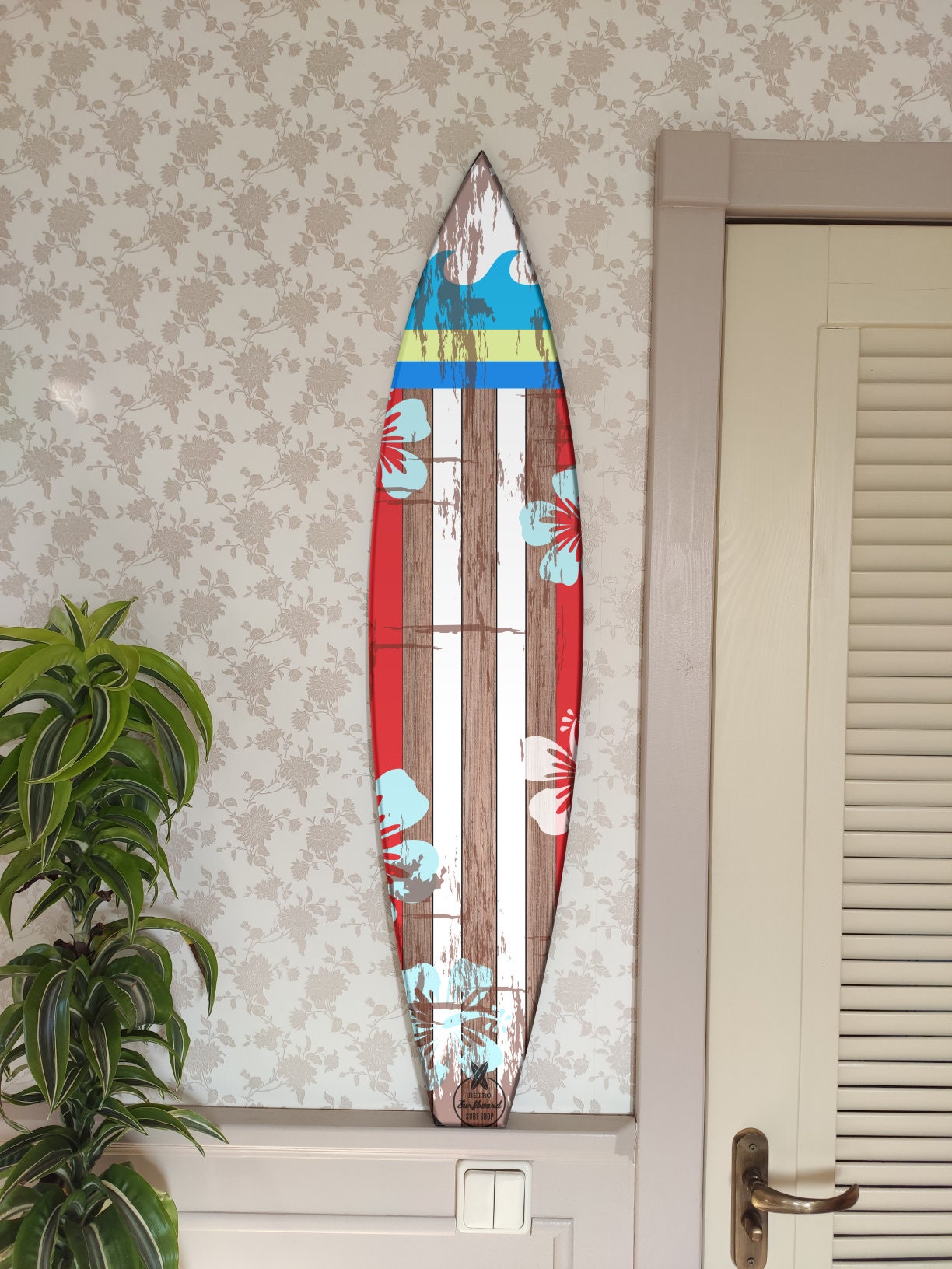 Rustic Surfboard Wall Art with Turtle, Surfers gift, Tropical Decor, Bar Decor, Beach Decor