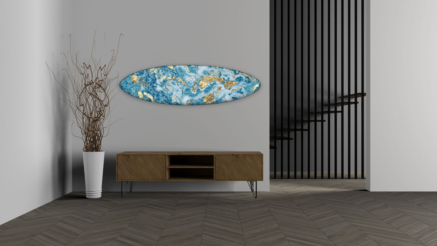 Decorative Blue Marble Effect Surfboard for Wall