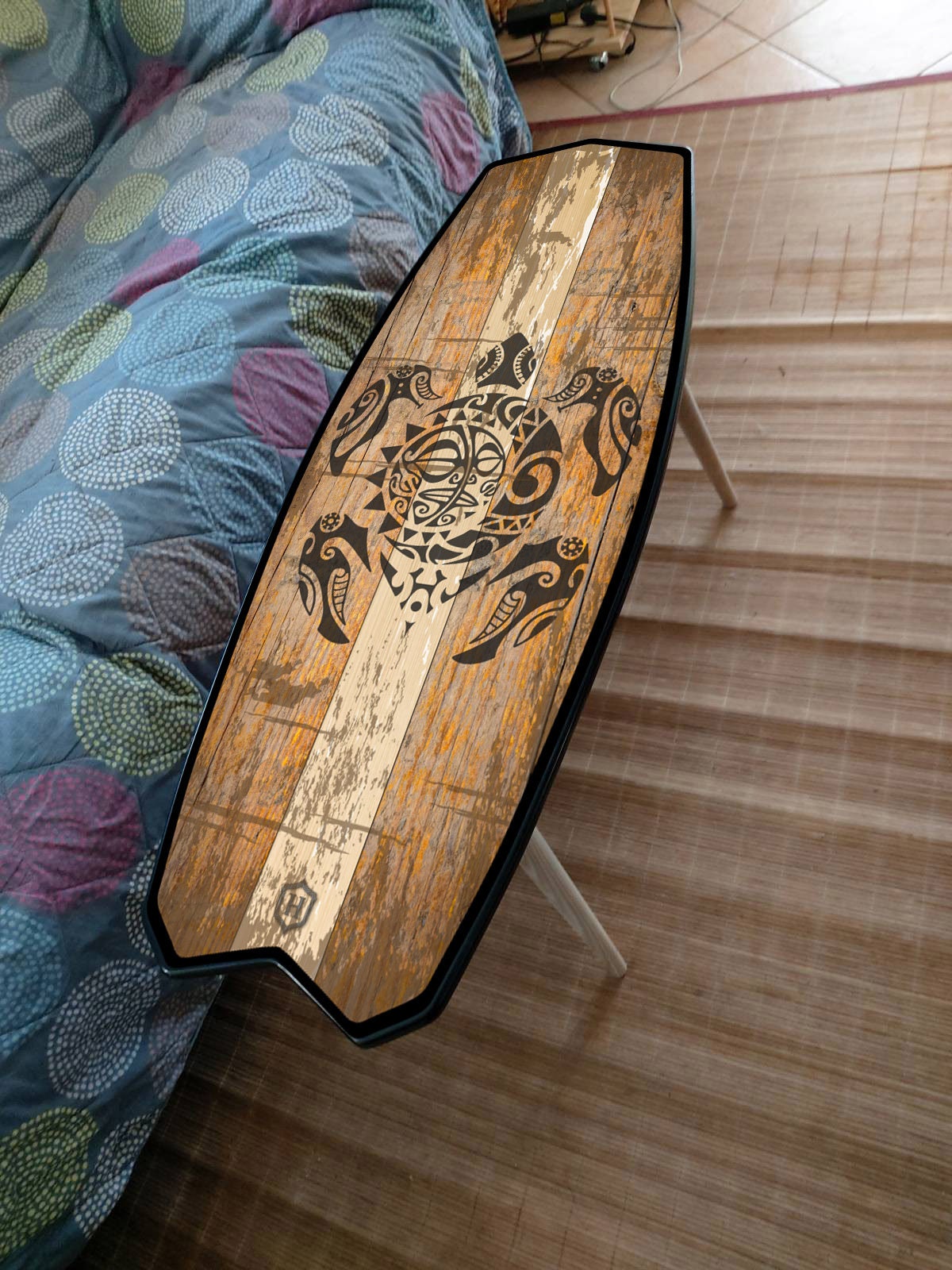 Surfboard Table with Turtle - Surfing gift in Bar Decor